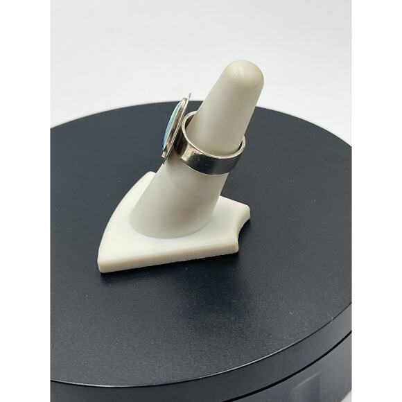 Vintage Sterling Silver 925
Azurite Malachite Teardrop
Ring Sz 6 Wide Band 8.6g - Picture 3 of 10